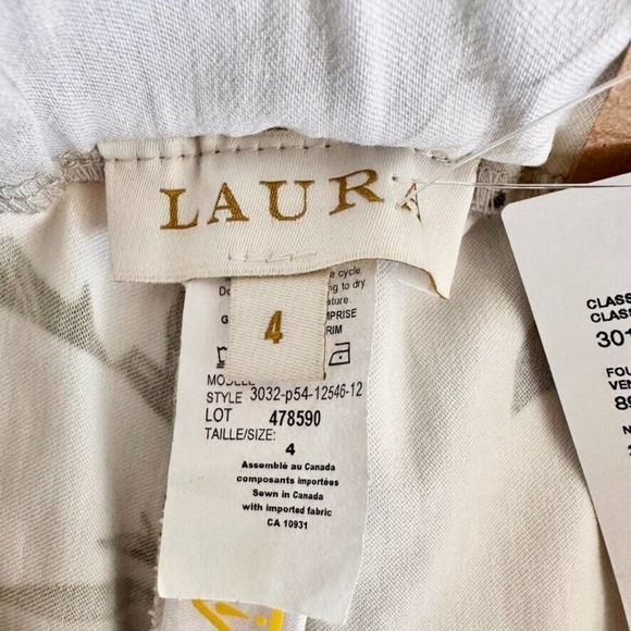 Laura Womens Pull On Pant Size 4 Gray Floral Stretch Slim Leg NWT - Picture 8 of 10
